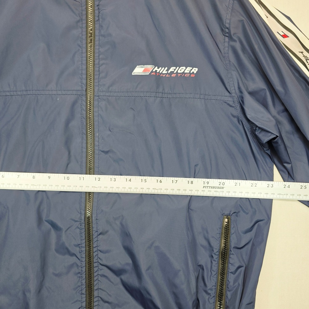 Vintage Tommy Hilfiger Athletics Windbreaker Jacket Navy Blue Mens S Logo Tape - Picture 5 of 9